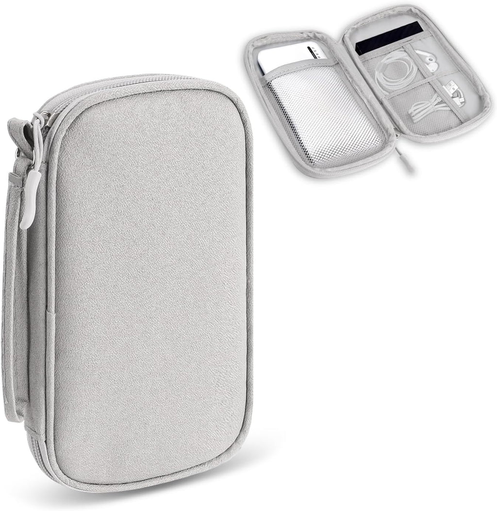 Cable Organiser Bag Travel Essentials, Tech Pouch Small Cable Storage, Portable Travel Organiser Pouch Electronic Accessories for Power Bank Phone Cord Charger Carrying Storage Case, Grey